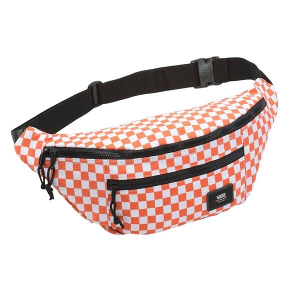 Vans Ward Crossbody Pack Bag Checkered Orange White Zippers Belt Fanny Pack New - Picture 1 of 12